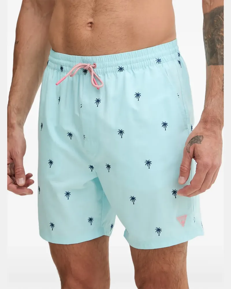 Guess palm-tree swim shorts - Blau Blau