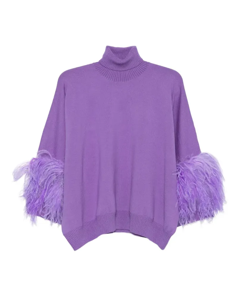 Alberta Ferretti Rollkragenpullover mit Federn - Violett Violett