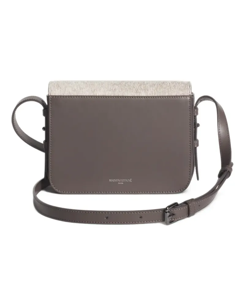 Kitsuné fox-plaque calf-hair cross body bag - Braun Braun