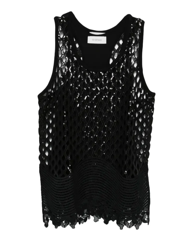 SPORTMAX sequin-embellished open-knit top - Schwarz Schwarz