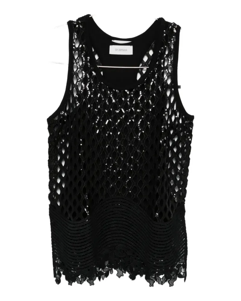 SPORTMAX sequin-embellished open-knit top - Schwarz Schwarz