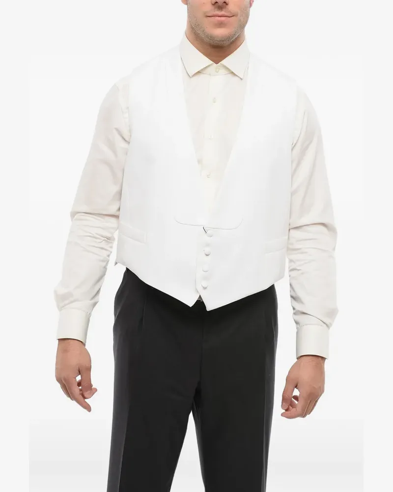Corneliani honeycomb-knit ceremony waistcoat - Weiß Weiß