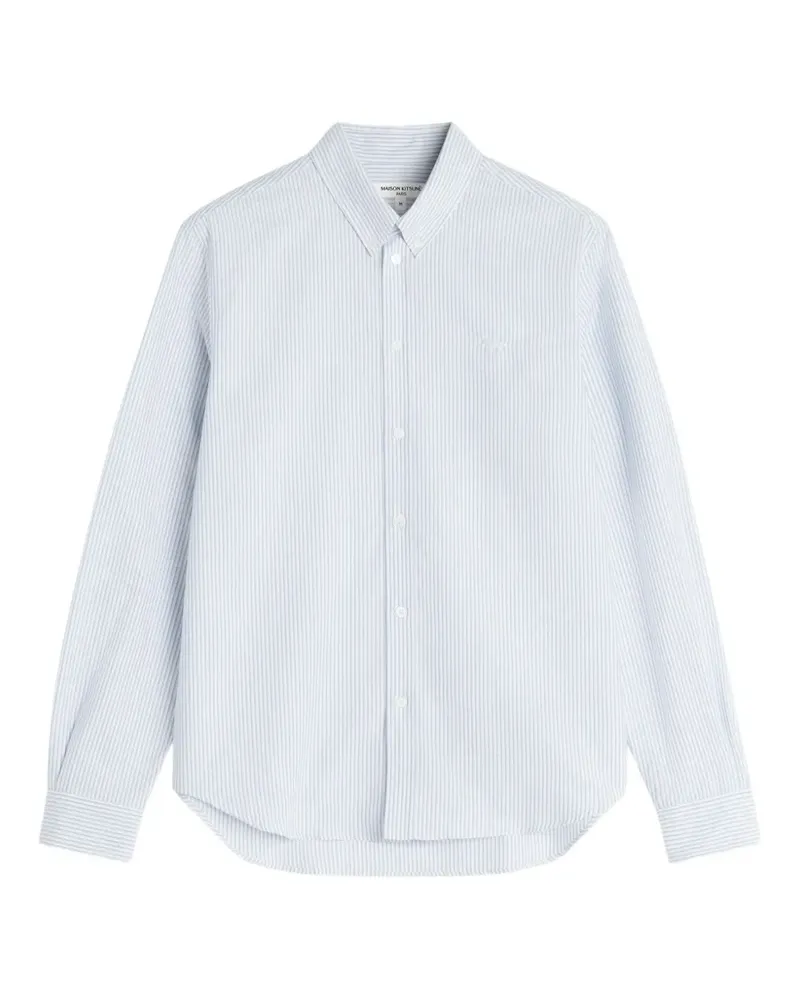 Kitsuné Gestreiftes Profile Fox Hemd - Weiß Weiß