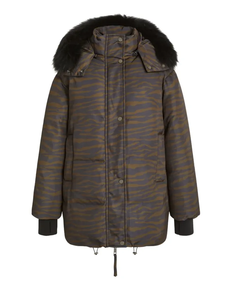 P.A.R.O.S.H. P.A.R.O H. Wattierter Kapuzenparka mit Tiger-Print - Braun Braun