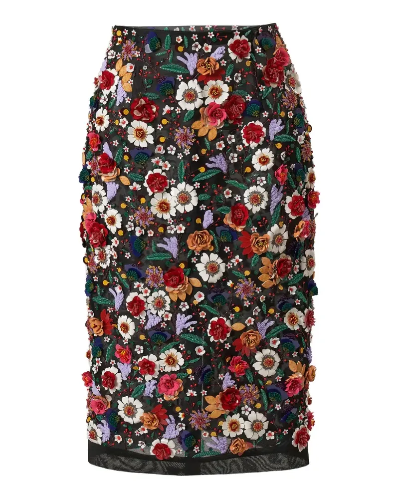 Carolina Herrera New York Rock mit aufgestickten Blumen - Schwarz Schwarz