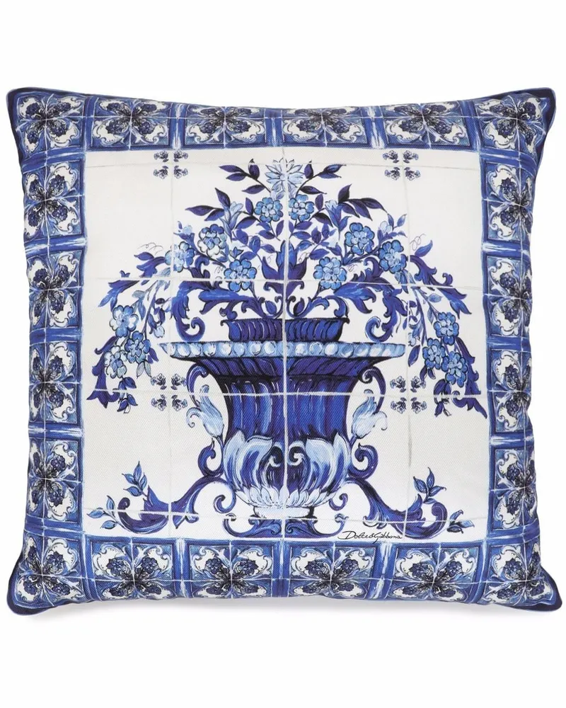 Dolce & Gabbana Gemustertes Seidenkissen - Weiß Weiß