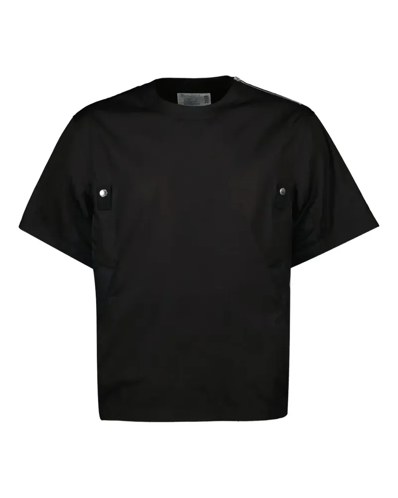 Sacai Poloshirt mit Reißverschluss - Schwarz Schwarz