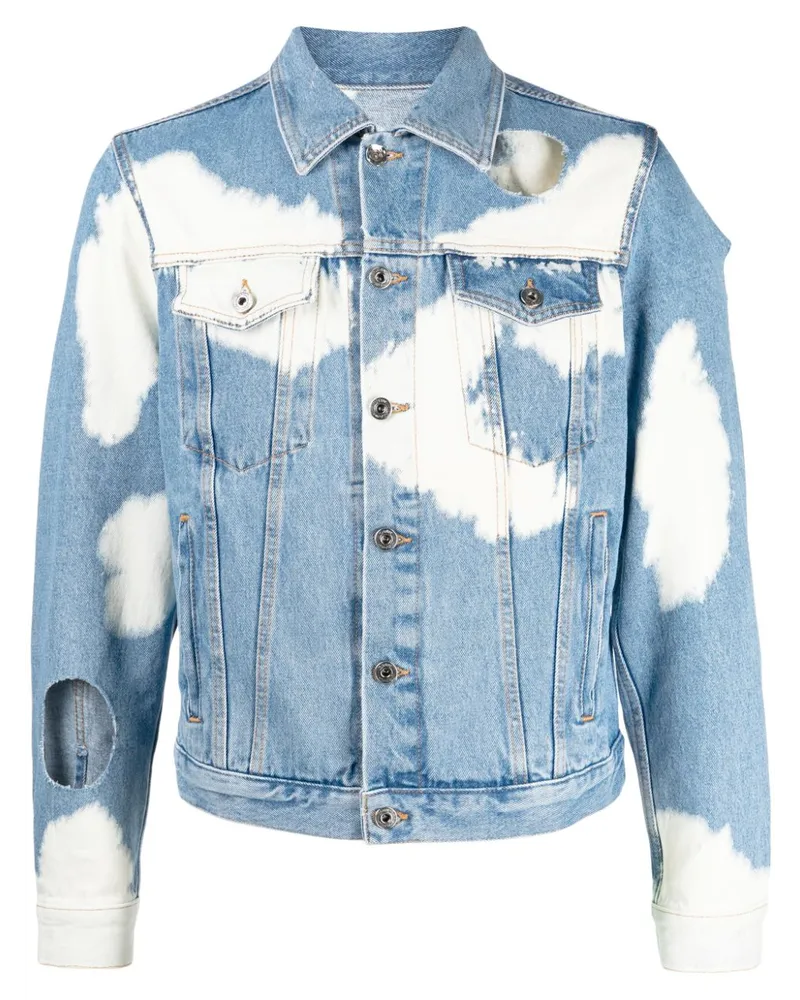 OFF-WHITE Jeansjacke mit Bleach-Effekt Blau