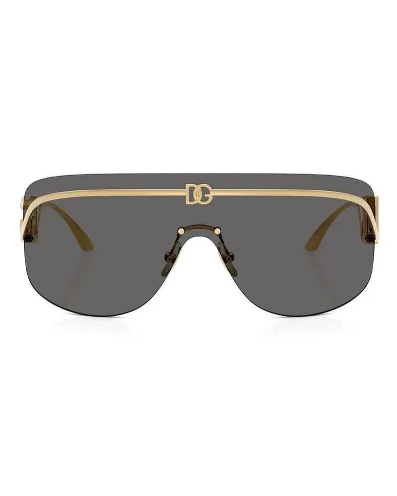 Dolce & Gabbana Sonnenbrille mit Logo-Schild - Gold Gold
