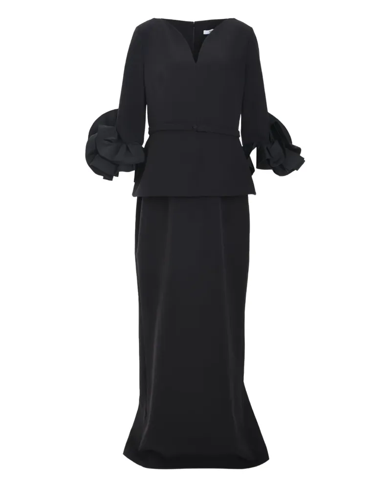 Safiyaa Kleid mit Rüschenärmeln - Schwarz Schwarz