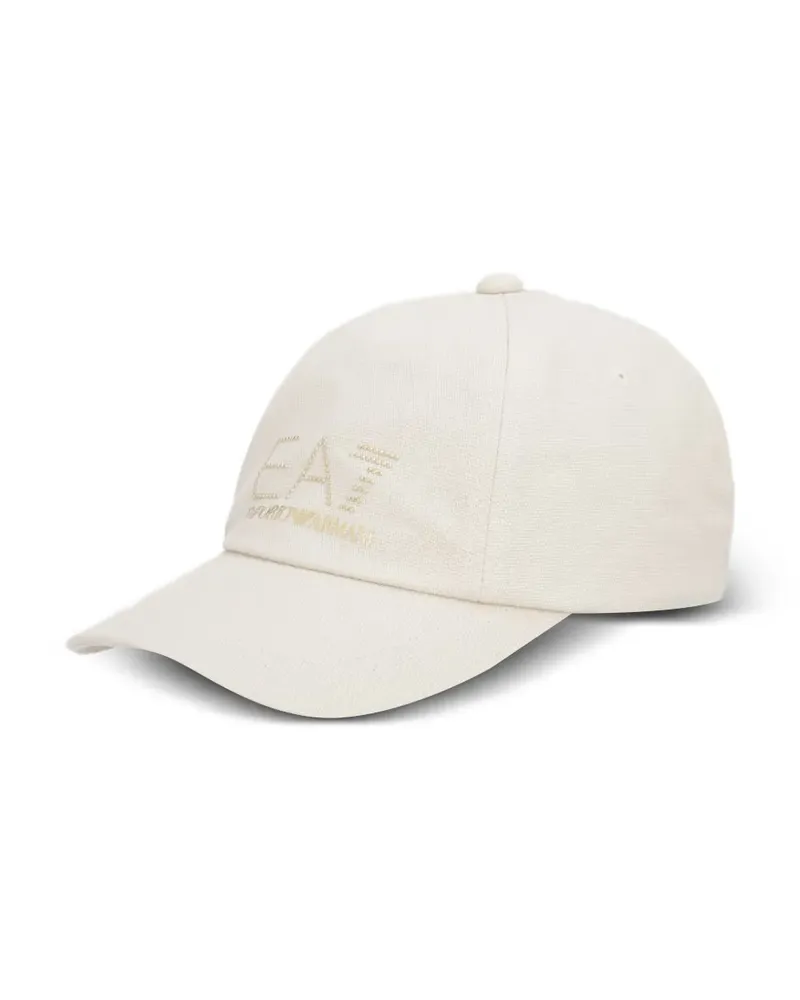 EA7 Kristallverzierte Baseballkappe mit Logo-Print - Nude Nude