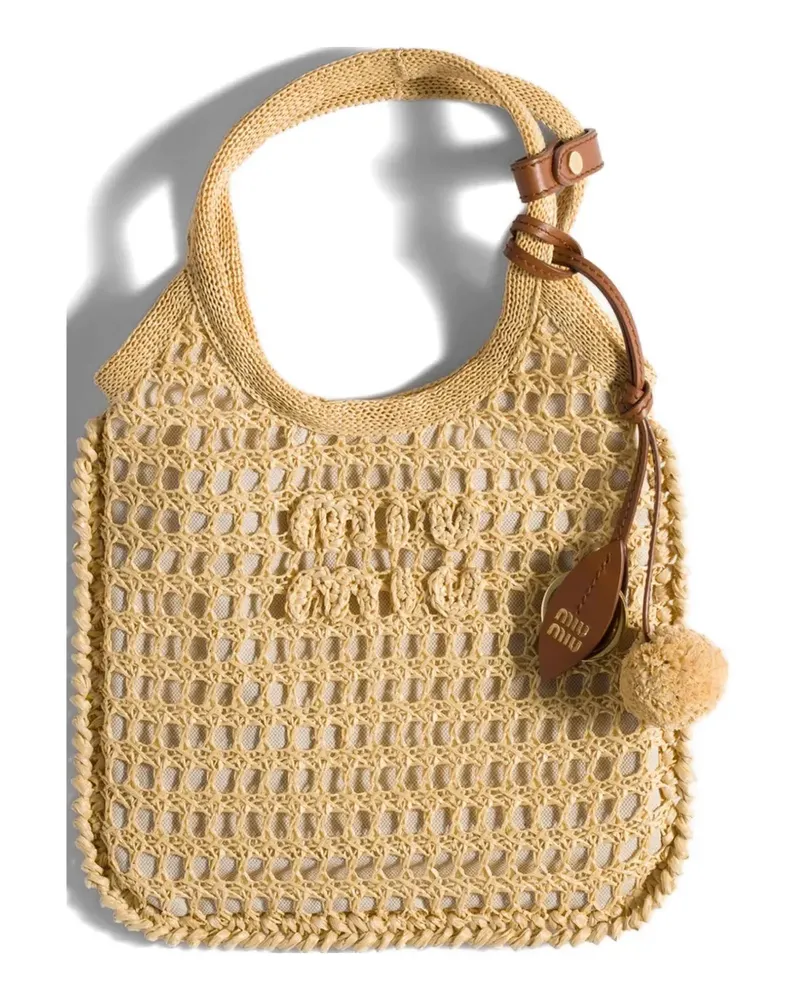 Miu Miu Ivy raffia crochet handbag - Nude Nude