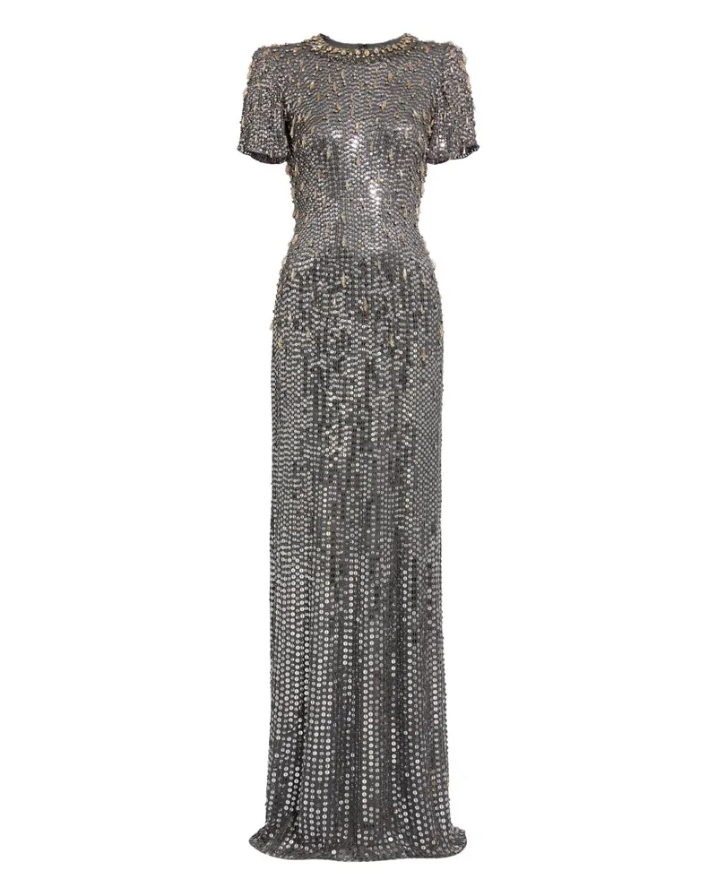 Jenny Packham Serenity Abendkleid mit Pailletten - Grau Grau