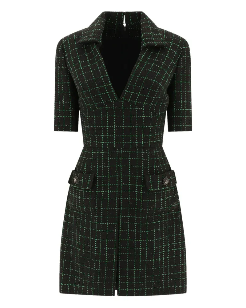 Elie Saab Tweed-Kleid mit Karomuster - Schwarz Schwarz