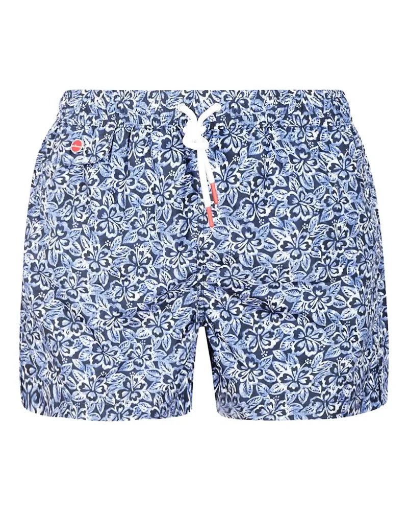 Kiton Badeshorts mit Blumen-Print - Blau Blau