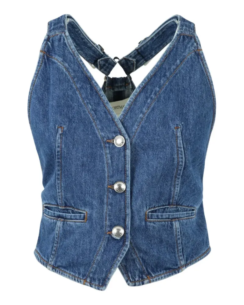 SPORTMAX buckle-strap denim waistcoat - Blau Blau