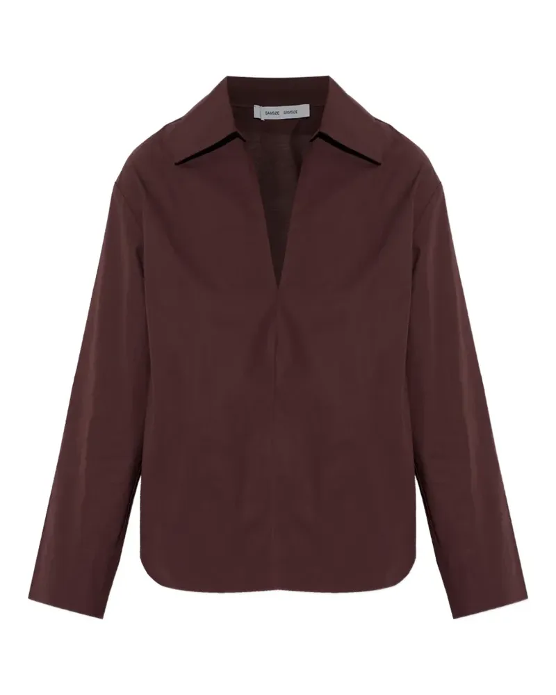 Samsøe & Samsøe Sasully Bluse mit V-Ausschnitt - Braun Braun