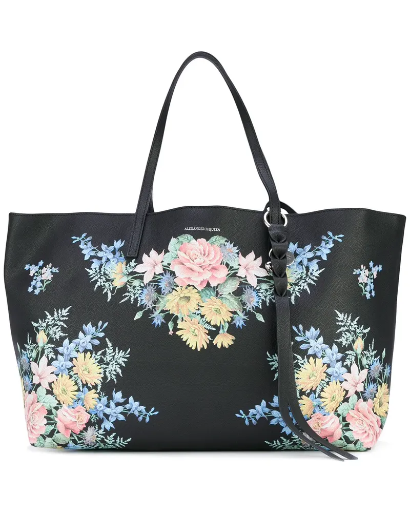 Alexander McQueen floral tote bag - Schwarz Schwarz