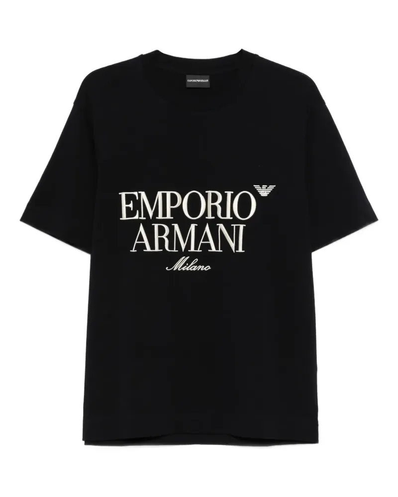 Emporio Armani T-Shirt mit Logo-Stickerei - Schwarz Schwarz