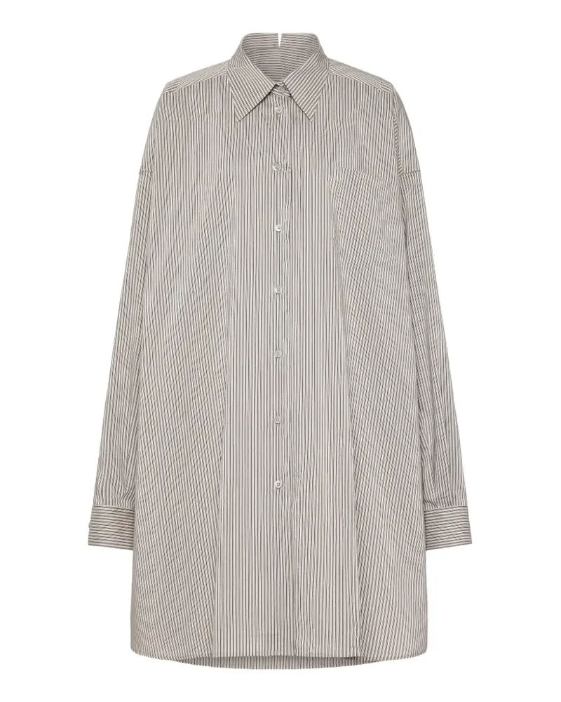 Maison Margiela fold collar pinstriped shirt - Braun Braun