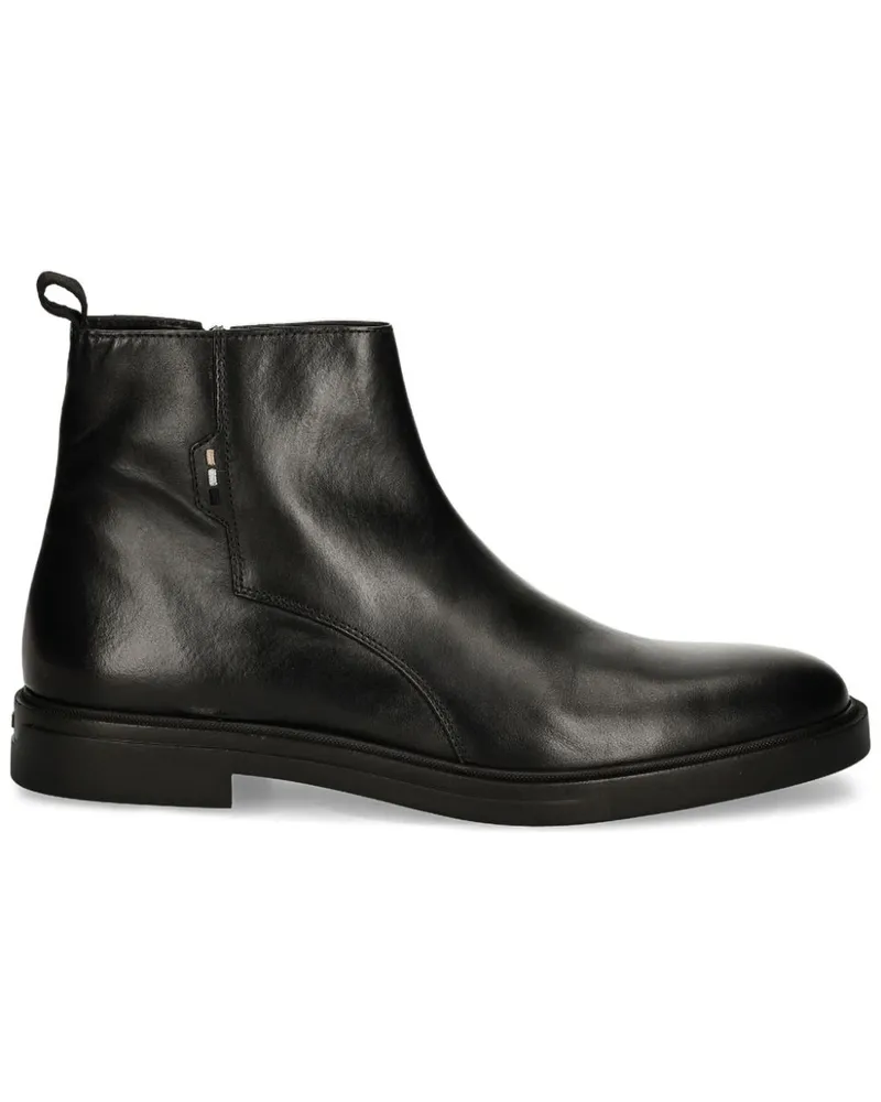 HUGO BOSS Knöchelhohe Lederstiefel - Schwarz Schwarz
