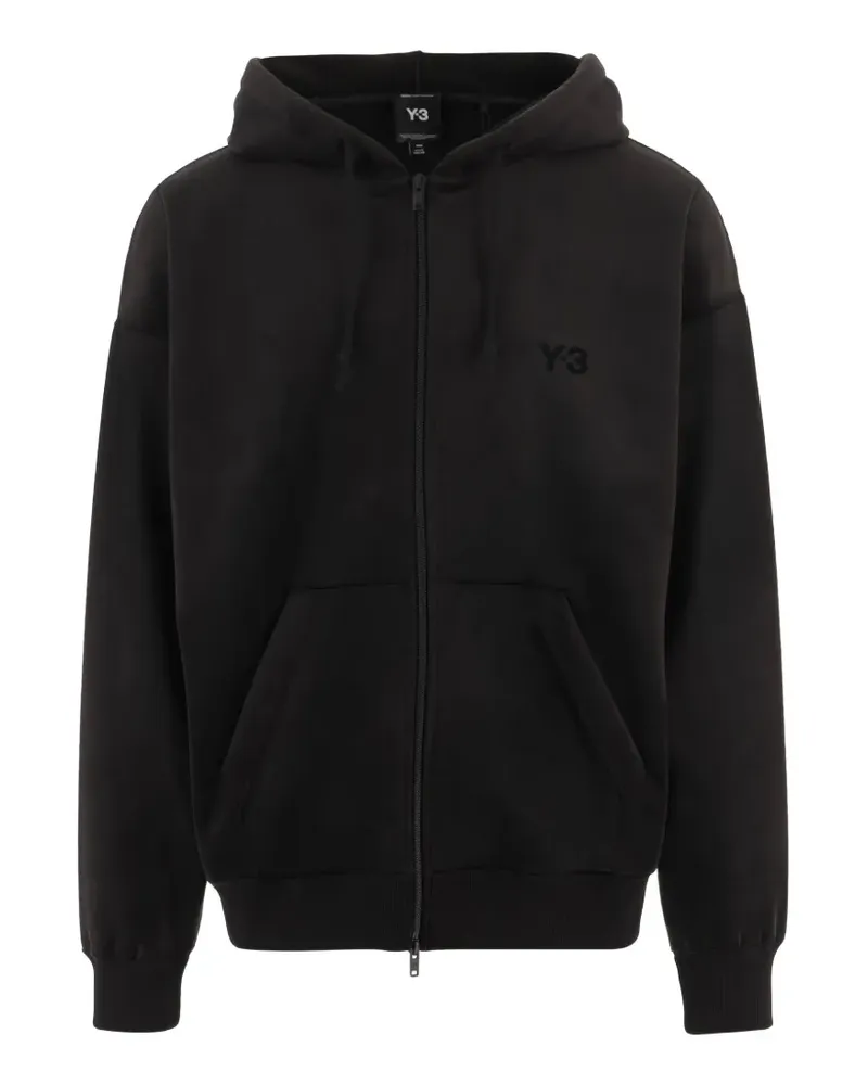Y-3 logo-print zip-up hoodie - Schwarz Schwarz