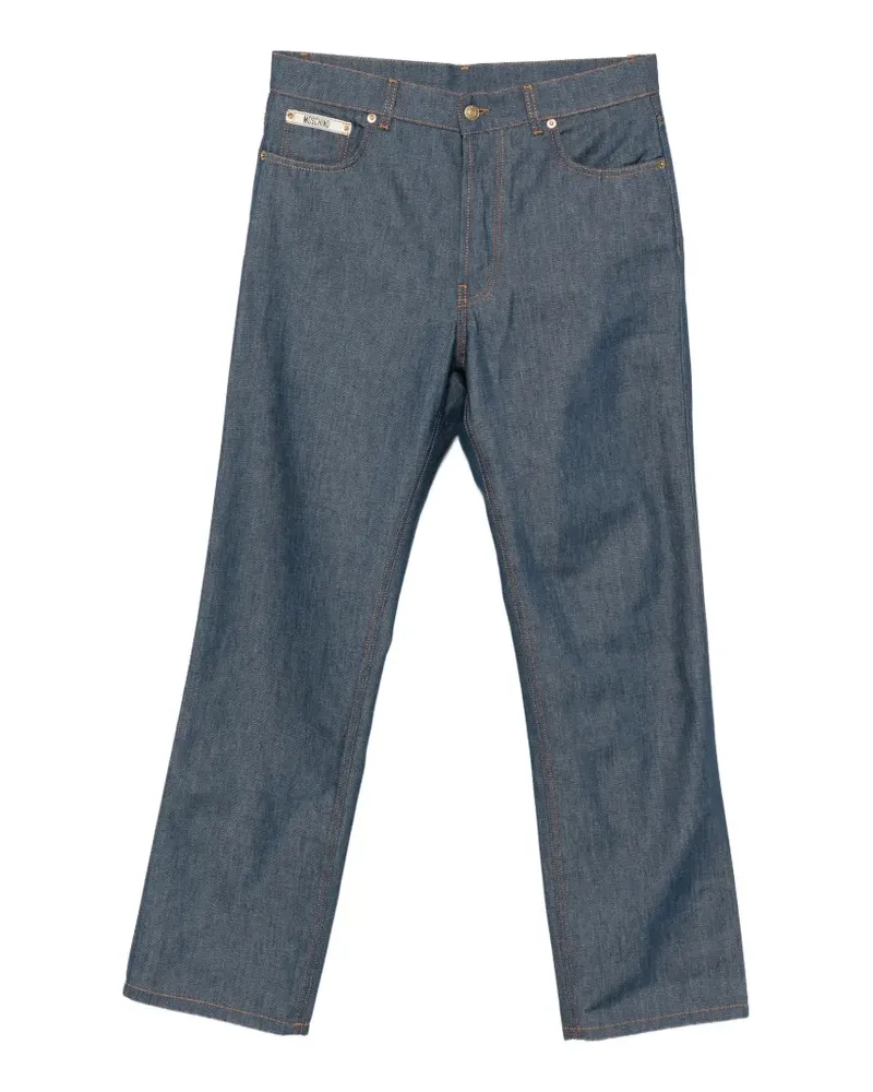 Moschino Straight-Leg-Jeans mit Logo-Patch - Blau Blau