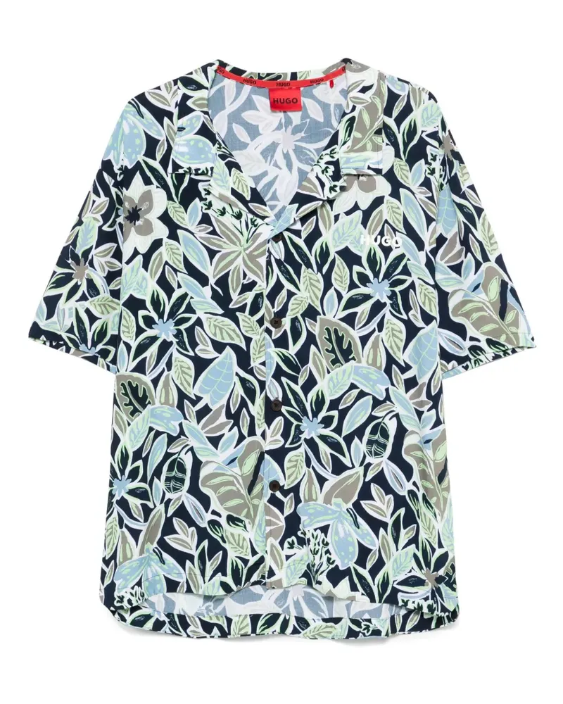 HUGO BOSS Hemd mit durchgehendem Print - Blau Blau