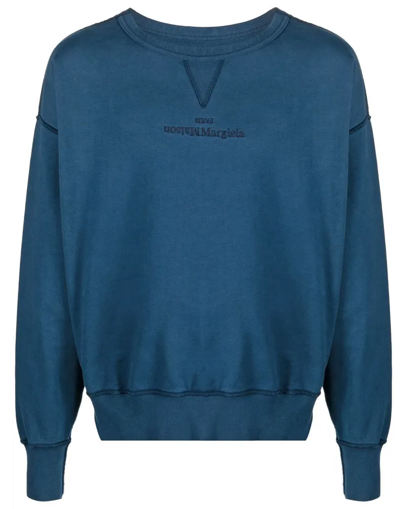 Maison Margiela Sweatshirt mit Logo-Stickerei Blau