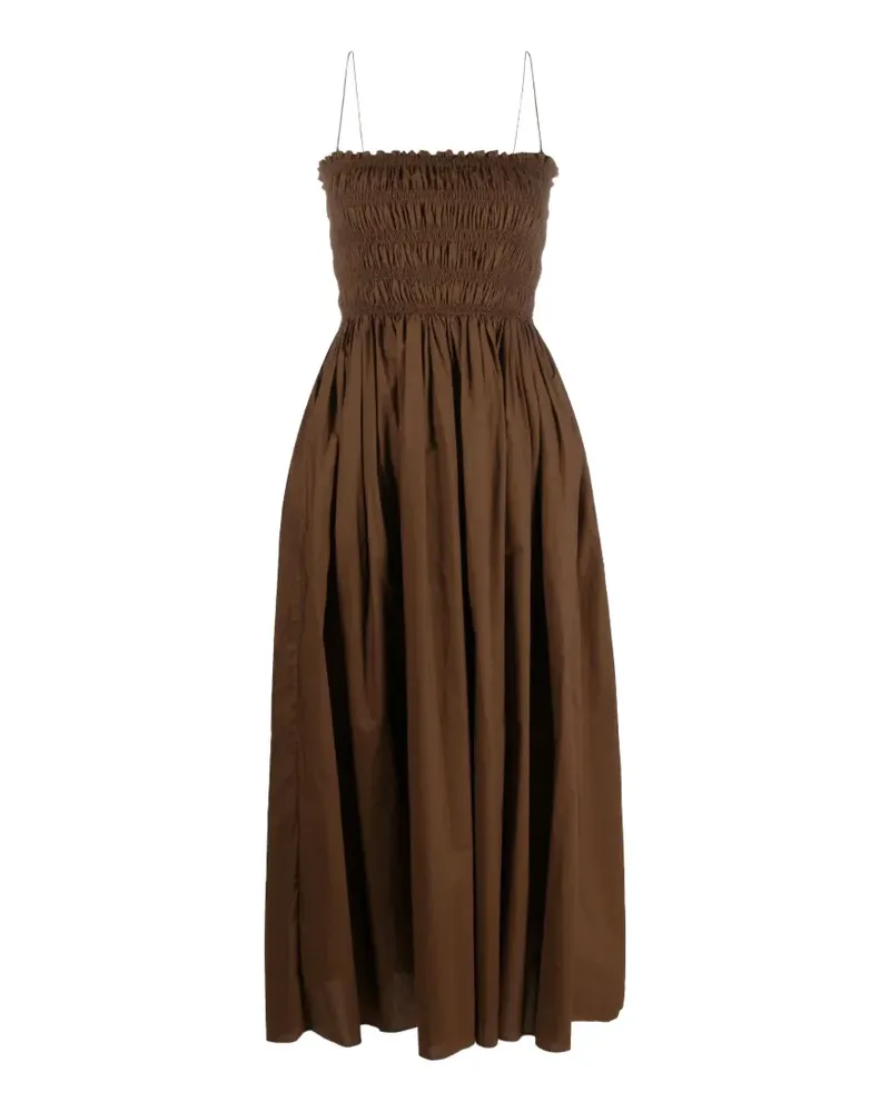 Matteau shirred-bodice spaghetti-strap midi dress - Braun Braun