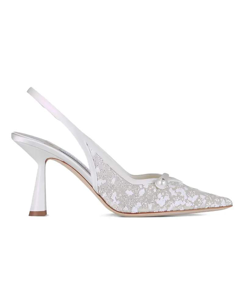 Jimmy Choo Amita tulle faux-pearl slingback pumps - Weiß Weiß