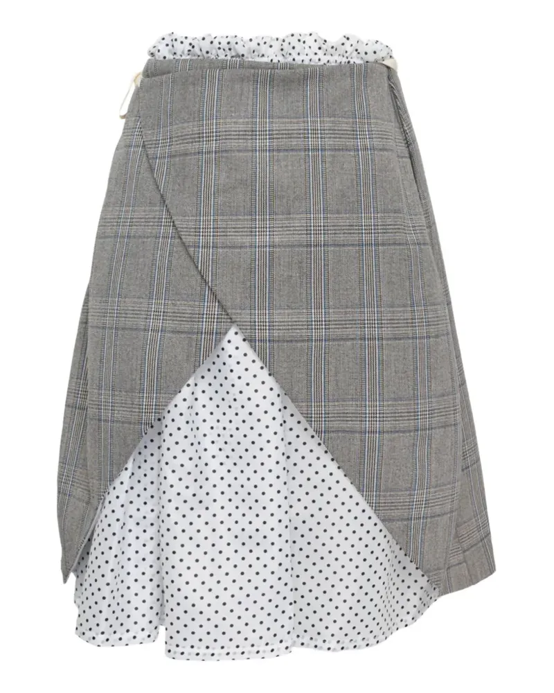 pushBUTTON checked-overlay polka-dot skirt - Grau Grau