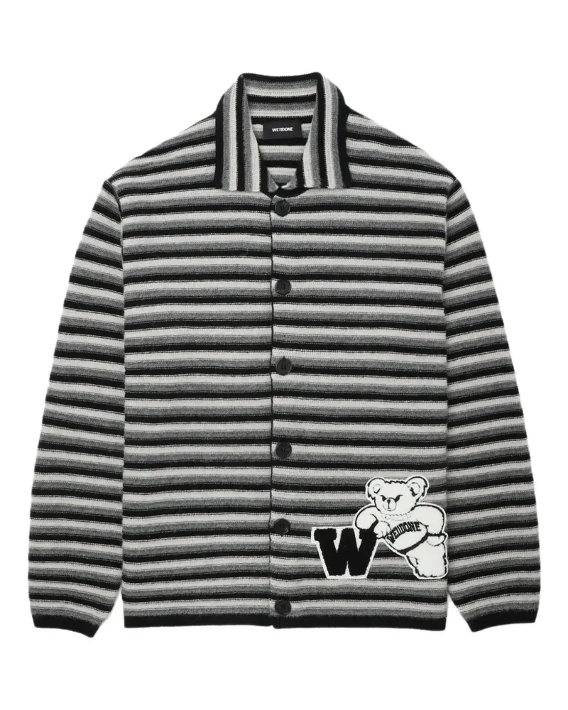 WE 11 DONE Cardigan mit gestreiftem Teddy - Schwarz Schwarz