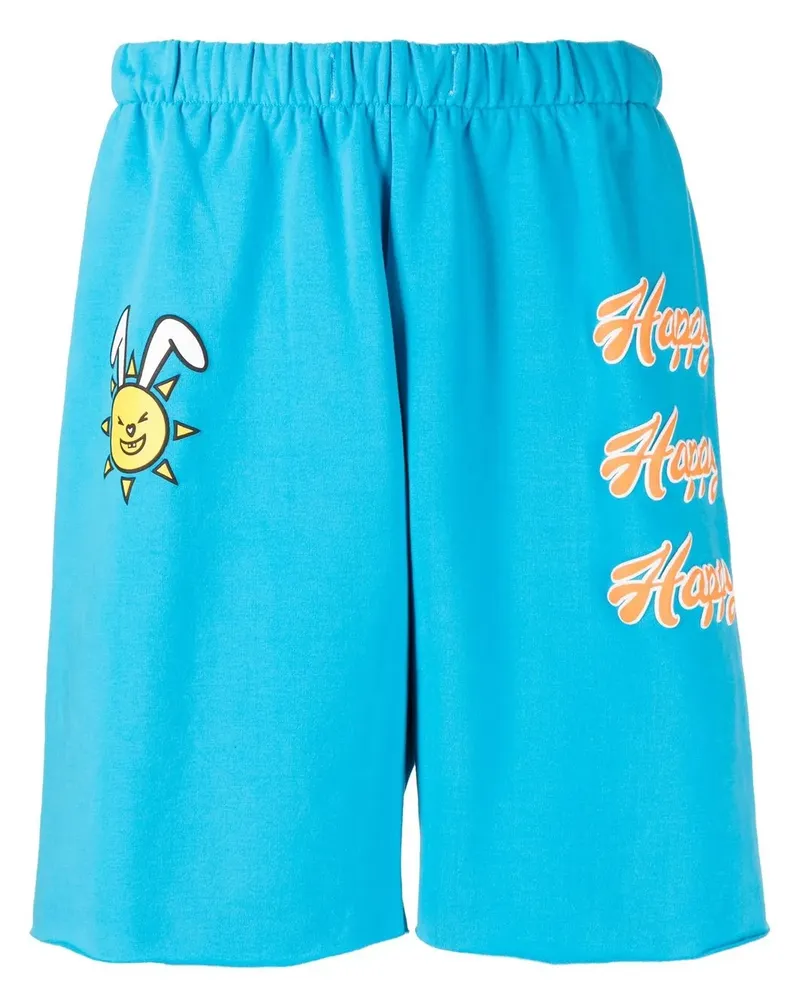 Natasha Zinko Joggingshorts mit Slogan-Print - Blau Blau