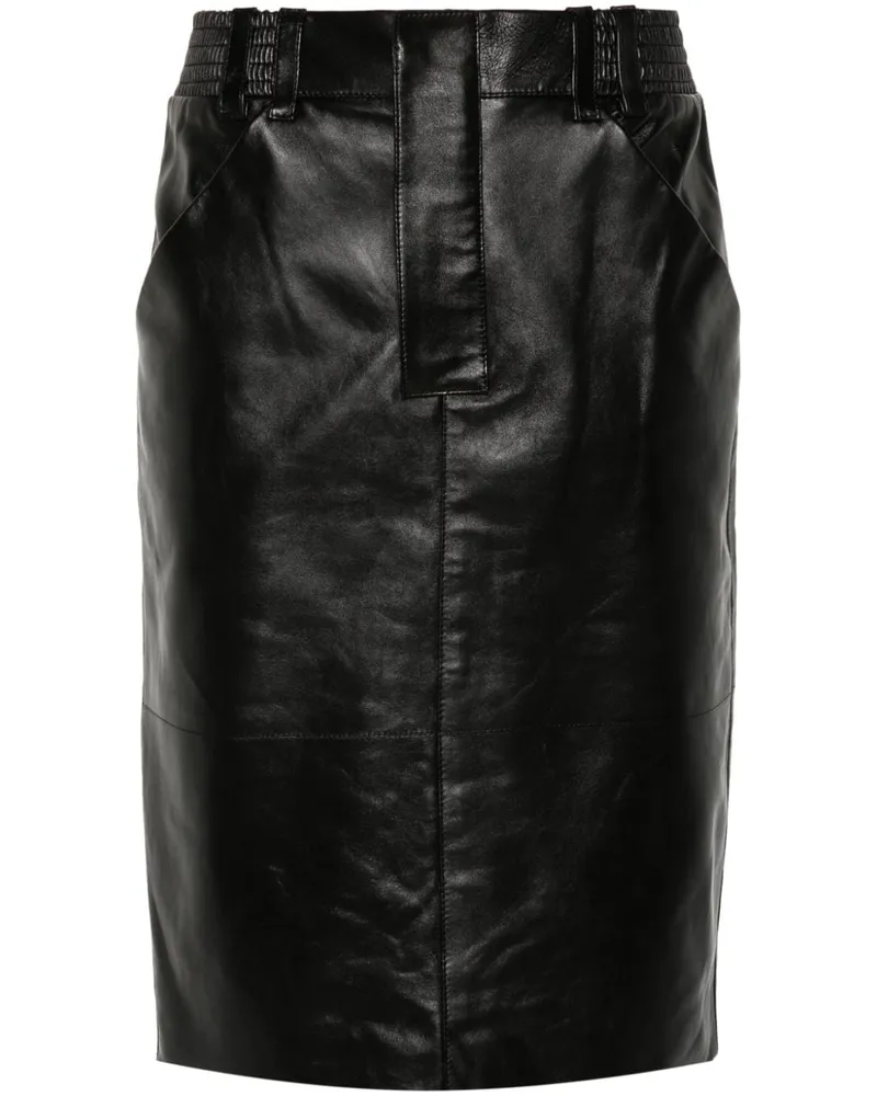 Saint Laurent Bleistiftrock aus Leder - Schwarz Schwarz