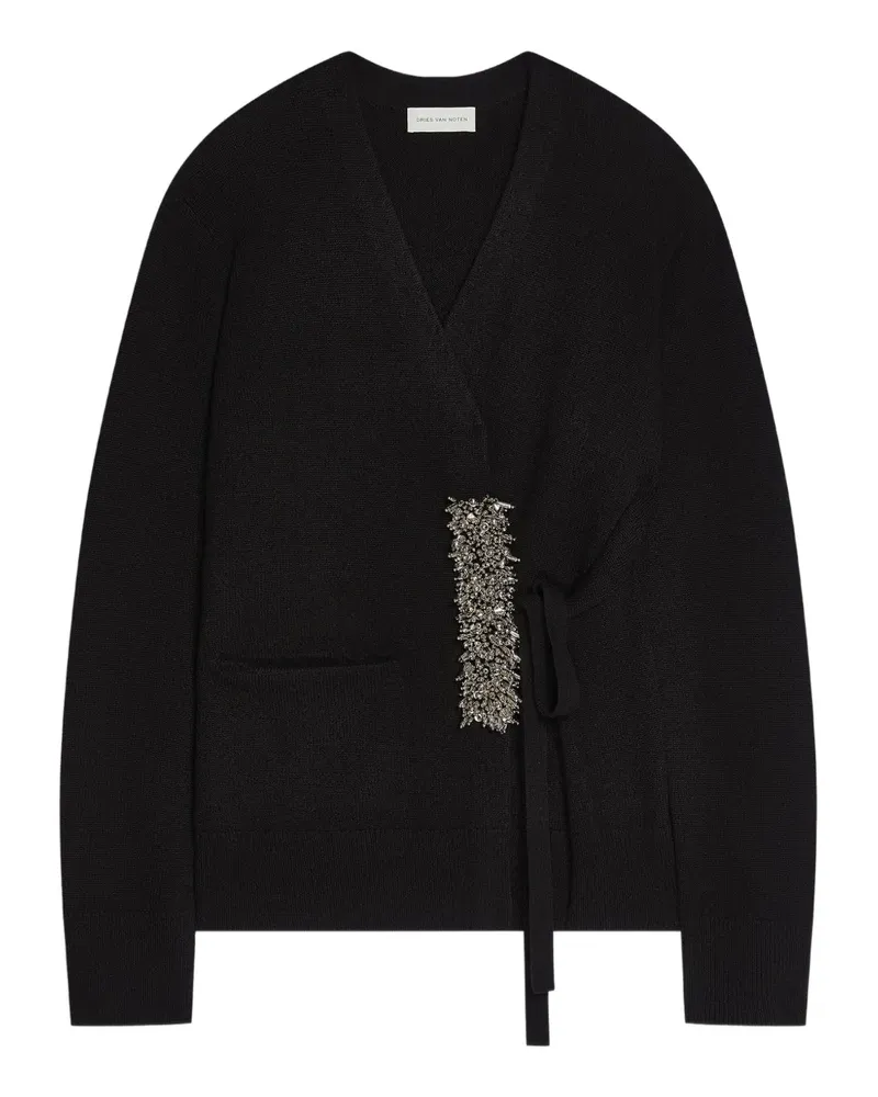 Dries van Noten Verzierter Cardigan im Wickelstil - Schwarz Schwarz