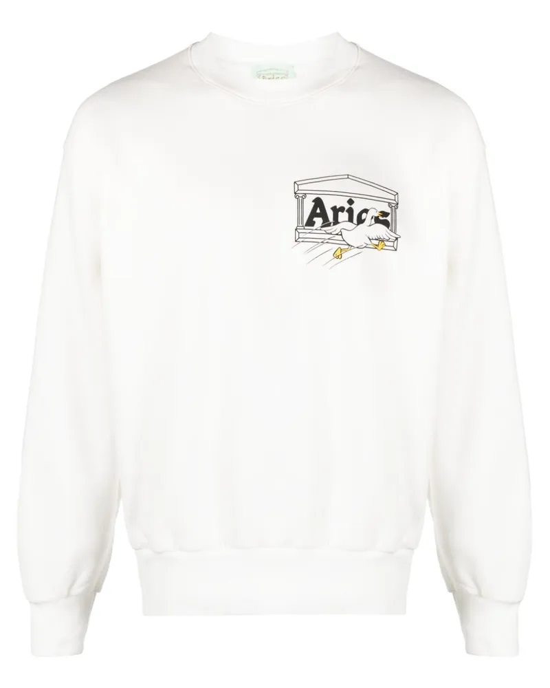 Aries Sweatshirt mit Logo-Print Weiß