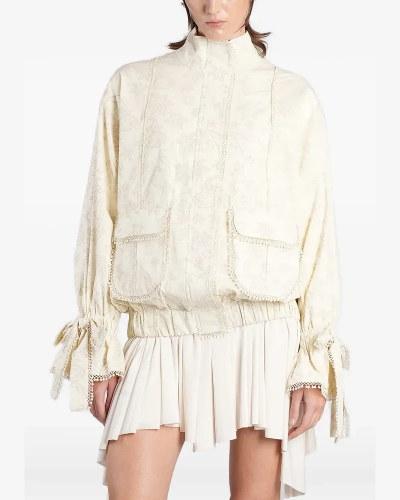 SIEDRES Polca floral-print tie-cuff jacket - Nude Nude