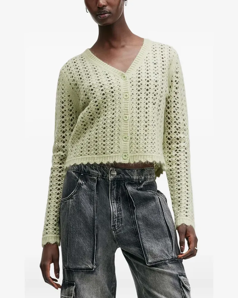 AllSaints Vivian button-front eyelet cardigan - Grün Grün