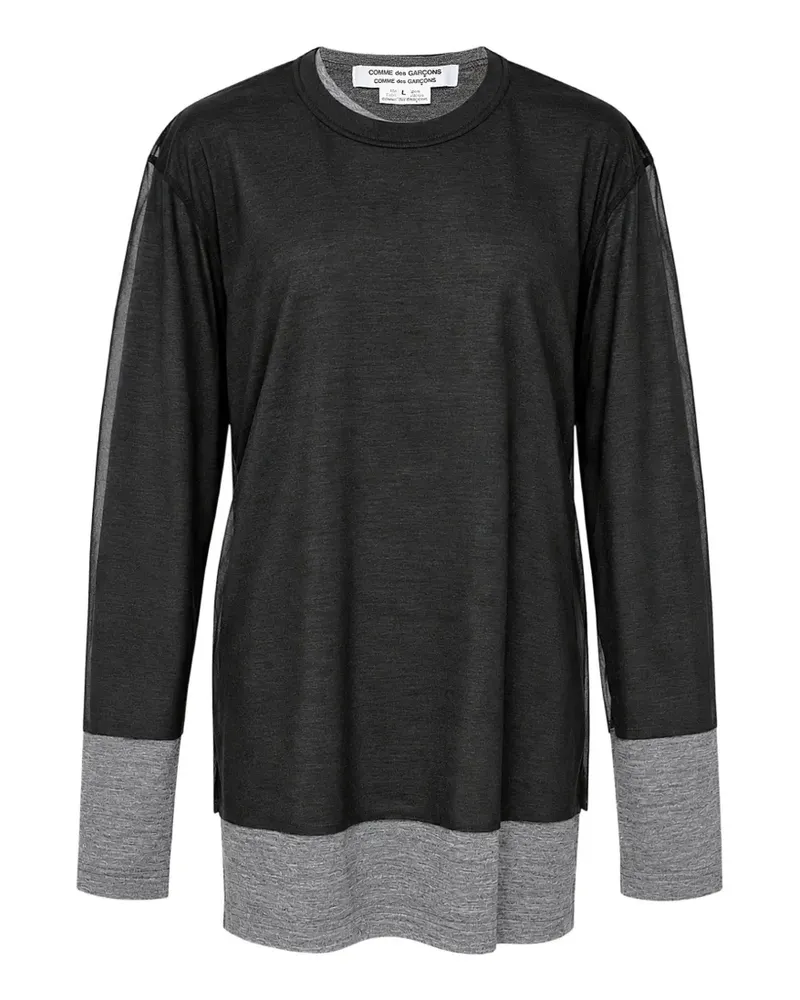 Comme des Garçons Zweifarbiges T-Shirt im Layering-Look - Schwarz Schwarz