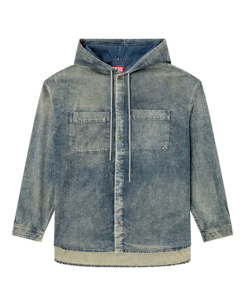 Diesel Jeanshemd mit Kapuze - Blau Blau