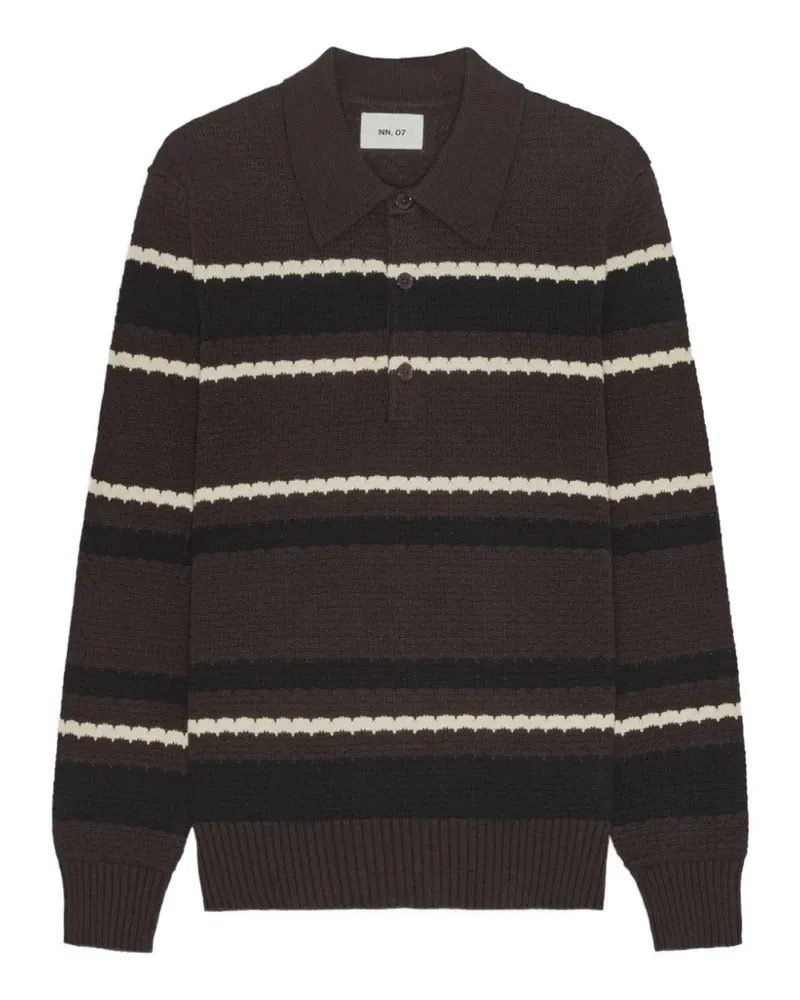 NN 07 Alfie striped long-sleeve polo shirt - Braun Braun