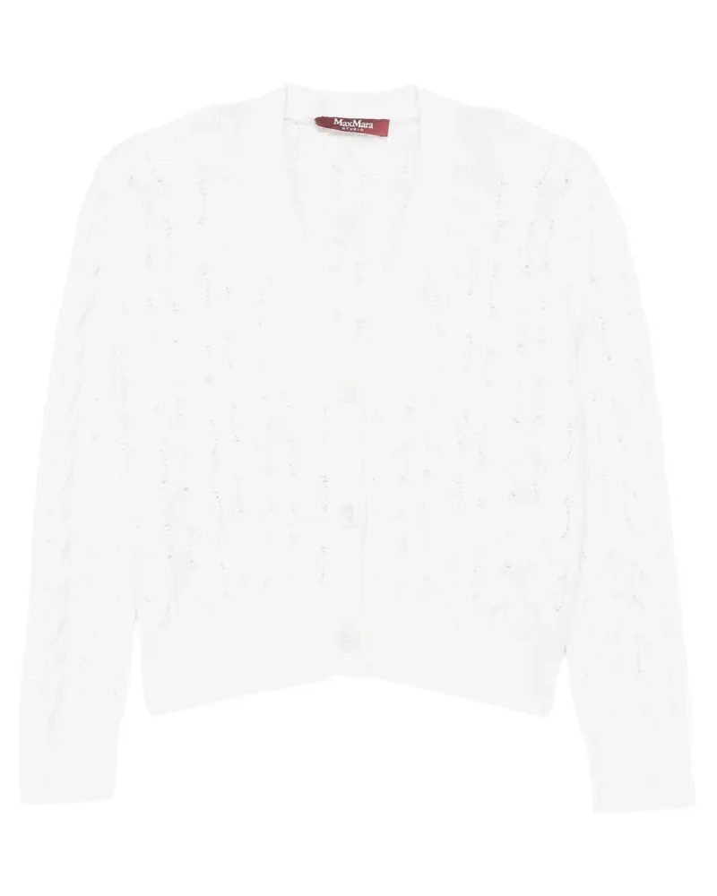 Max Mara Cardigan mit Zopfmuster - Weiß Weiß