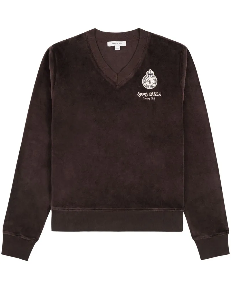SPORTY & RICH Crown Sweatshirt aus Velours - Braun Braun