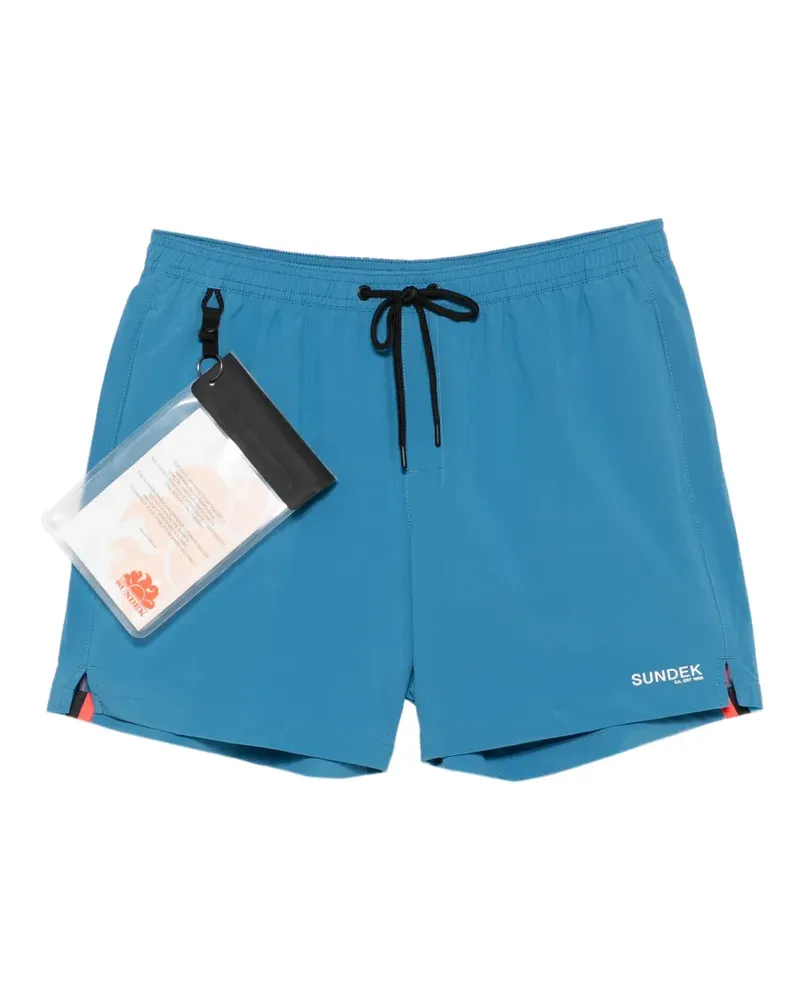 Sundek logo-print swim shorts - Blau Blau