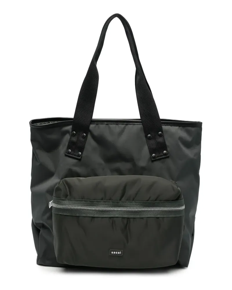 Sacai Große Handtasche mit Reißverschluss - Schwarz Schwarz