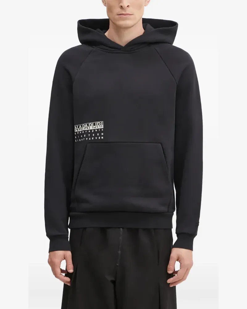 Napapijri logo-print hoodie - Schwarz Schwarz