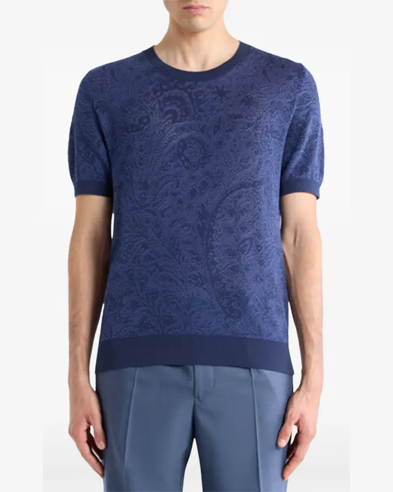 Etro T-Shirt mit Blumen-Paisley - Blau Blau
