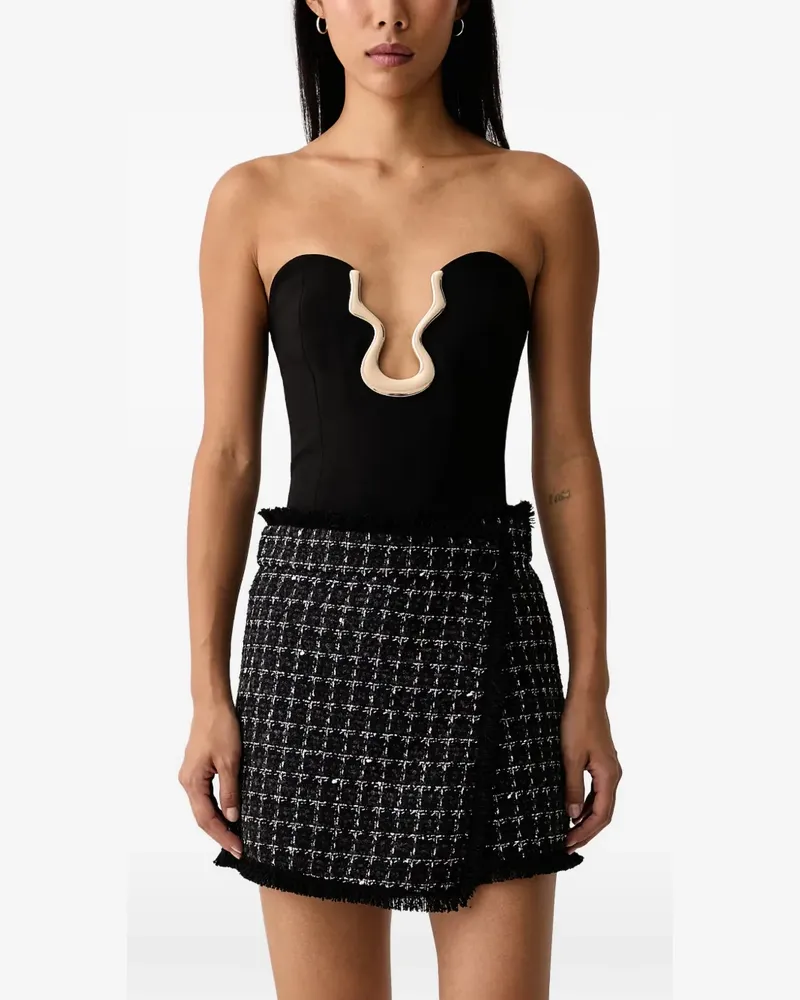 Bardot Schulterfreies Top mit skulpturalen Beschlägen - Schwarz Schwarz