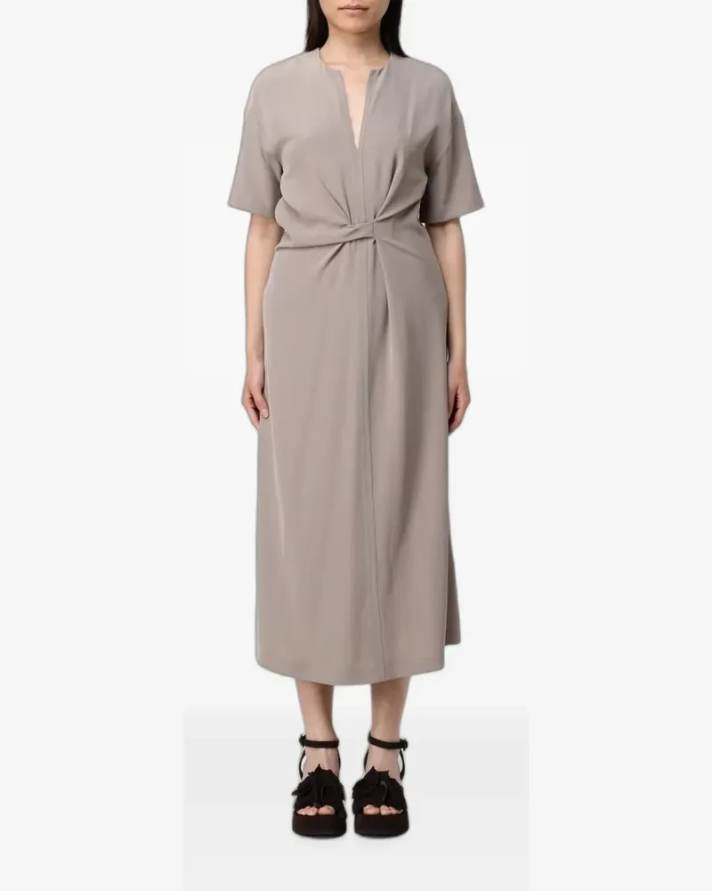 MEIMEIJ twist-detail V-neck midi dress - Nude Nude